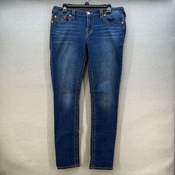 True Religion Jeans Women's 33 (16) Blue Estella Low Rise Skinny Preppy Normcore - Picture 3 of 14